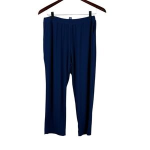 Clara Sun Woo Women's Cropped Pants Elastic Waist Navy Blue Medium M